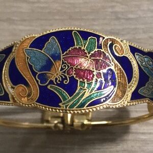 Vintage Pretty Colourful Floral Pattern Butterfly Bangle Bracelet